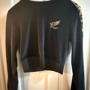 Roberto Cavalli Black and Gold Crop Top